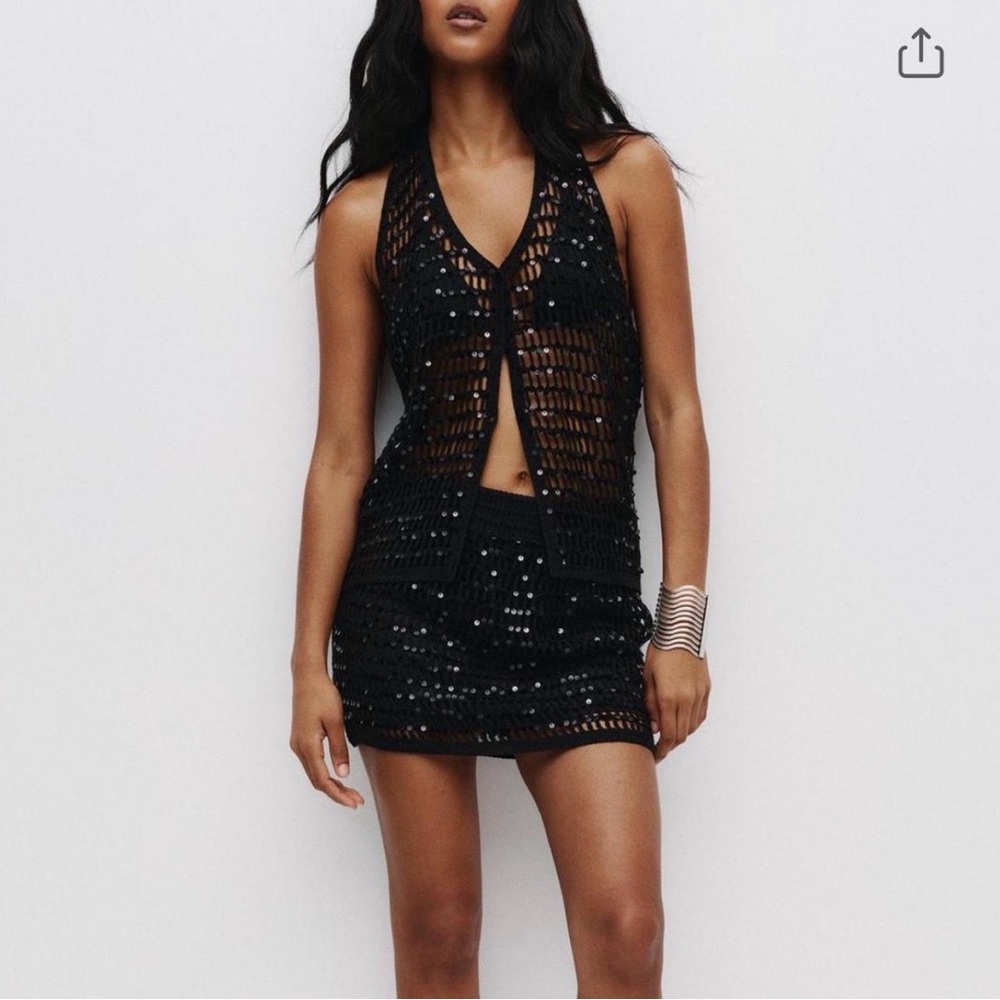 NWT Pull&Bear Black Sequin Mini Skirt